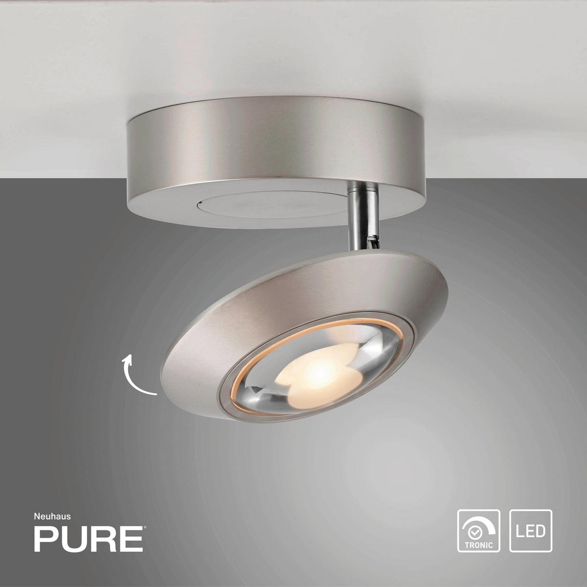 LED-DECKENLEUCHTE Oculis 26/21/20 cm   - Alufarben, MODERN, Glas/Kunststoff (26/21/20cm) - Neuhaus PURE