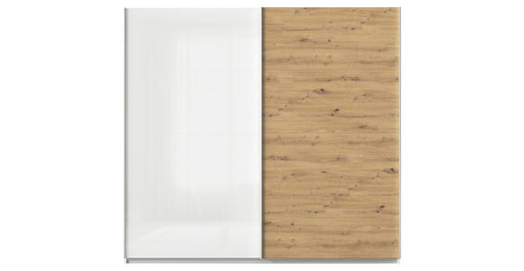 SCHWEBETÜRENSCHRANK  in Weiß, Eiche Artisan  - Alufarben/Weiß, KONVENTIONELL, Holzwerkstoff/Metall (225/210/62cm) - Xora