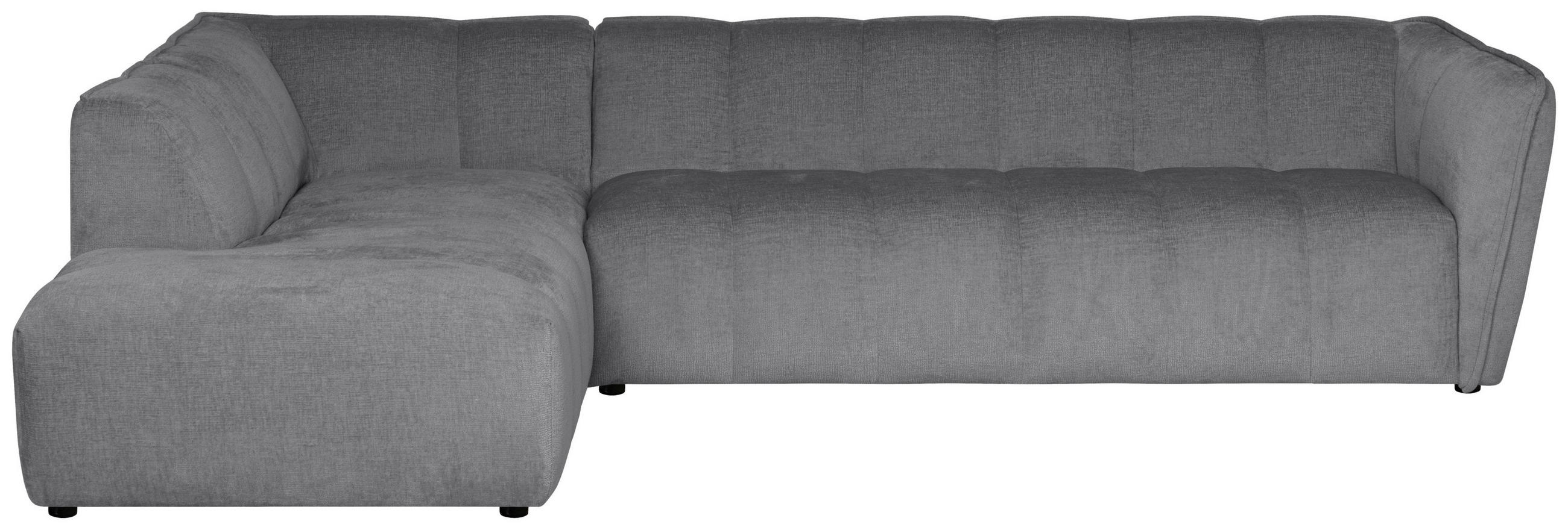 ECKSOFA LIVOLI in Chenille Hellgrau  218/290 cm  - Hellgrau/Schwarz, Design, Textil (218/290cm) - MID.YOU