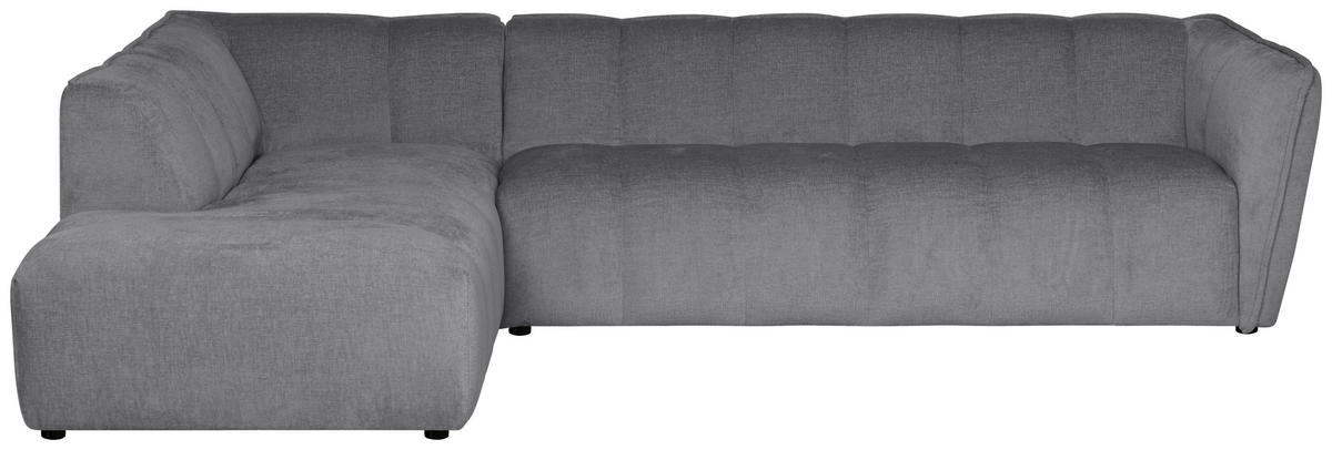 ECKSOFA LIVOLI in Chenille Hellgrau  218/290 cm  - Hellgrau/Schwarz, Design, Textil (218/290cm) - MID.YOU