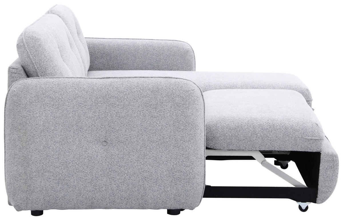 ECKSOFA Hellgrau Chenille  - Hellgrau/Schwarz, Design, Kunststoff/Textil (154/221cm) - Carryhome