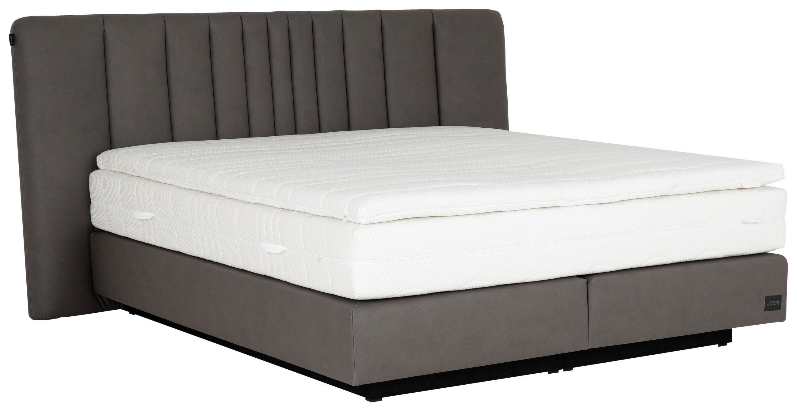 BOXSPRINGBETT 180/200 cm,  in Grau, Dunkelgrau, gepolstertes Kopfteil, Matratzen, H2 + H4 = mittel + sehr fest  - Dunkelgrau/Schwarz, MODERN, Textil/Metall (180/200cm) - Joop!