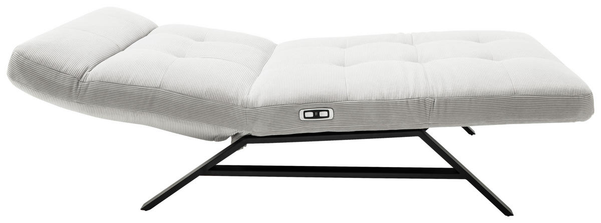 RELAXLIEGE in Cord Hellgrau  - Hellgrau/Schwarz, Design, Textil/Metall (120/54-113/158-198cm) - Pure Home Lifestyle