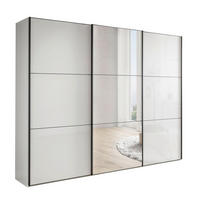 SCHWEBETÜRENSCHRANK 300/217/67 cm 3 Tür(en)-türig Weiß  - Schwarz/Weiß, MODERN, Glas/Holzwerkstoff (300/217/67cm) - Chameo