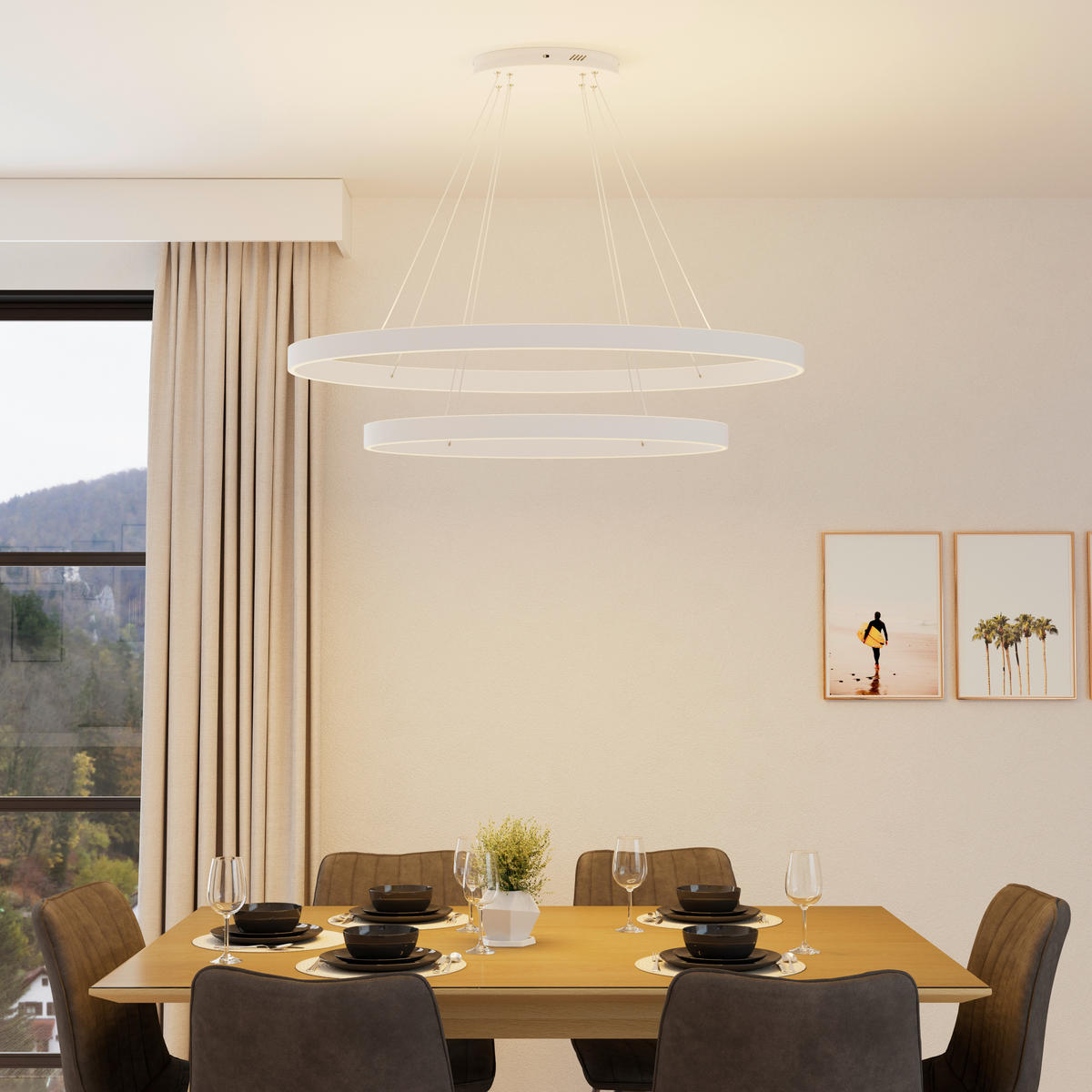 LED-HÄNGELEUCHTE Zoe 100/150 cm  - Weiß, Design, Kunststoff/Metall (100/150cm) - Novel
