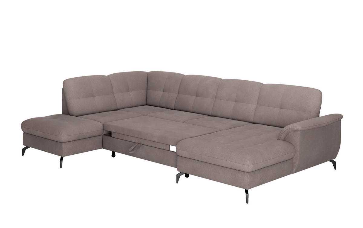WOHNLANDSCHAFT in Flachgewebe Taupe  - Taupe/Schwarz, Modern, Textil/Metall (212/319/164cm) - Sit & More