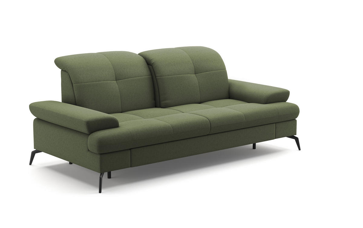 2,5-SITZER in Flachgewebe Olivgrün  - Schwarz/Olivgrün, Konventionell, Textil/Metall (202/90/122cm) - Sit & More