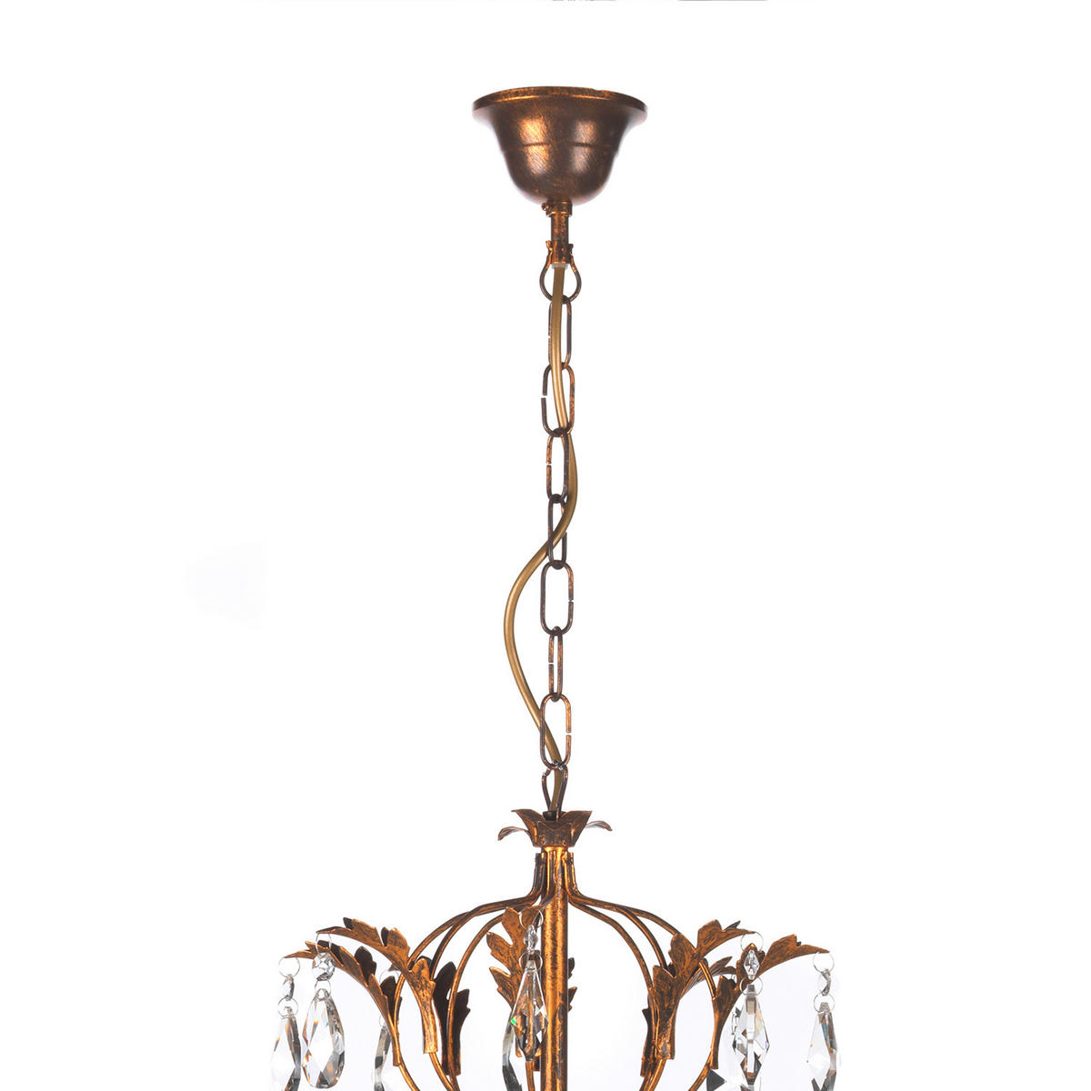 KRISTALL-HÄNGELEUCHTE 80/105 cm   - Bronzefarben, Design, Glas/Metall (80/105cm)