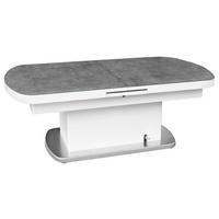 COUCHTISCH ESG 135-160/75/51 cm oval Grau, Weiß, Edelstahlfarben  - Edelstahlfarben/Weiß, Design, Glas/Holzwerkstoff (135-160/75/51cm) - Novel