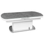 COUCHTISCH ESG 135-160/75/51 cm oval Grau, Weiß, Edelstahlfarben  - Edelstahlfarben/Weiß, Design, Glas/Holzwerkstoff (135-160/75/51cm) - Novel