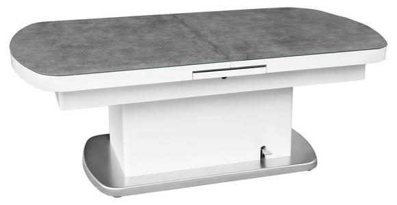 COUCHTISCH ESG 135-160/75/51 cm oval Grau, Weiß, Edelstahlfarben  - Edelstahlfarben/Weiß, Design, Glas/Holzwerkstoff (135-160/75/51cm) - Novel