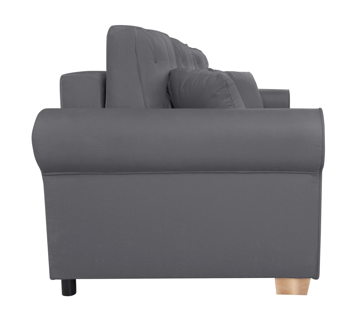 SCHLAFSOFA  mit Bettkasten erhältlich, Liegefunktion, Rücken echt, Armteil links, Armteil rechts Dunkelgrau  - Dunkelgrau/Buchefarben, Design, Holz/Textil (240/94/98cm) - MID.YOU