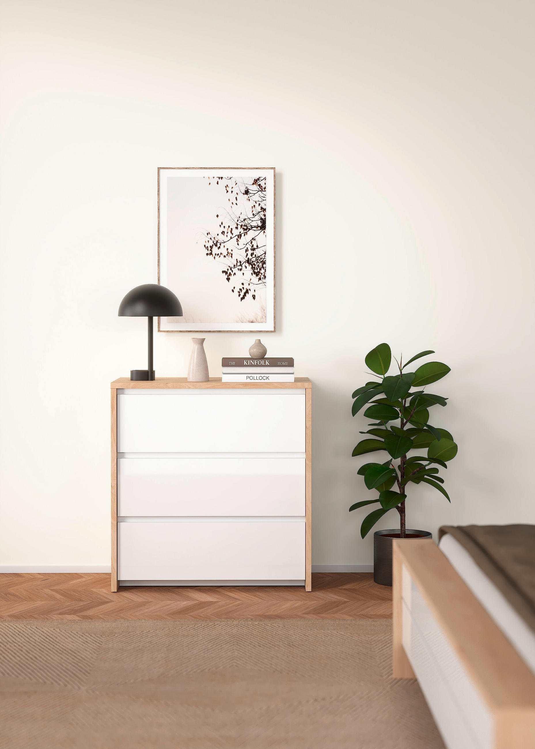 KOMMODE  in 80/84/48 cm  - Eichefarben/Weiß, KONVENTIONELL, Holzwerkstoff (80/84/48cm) - Boxxx