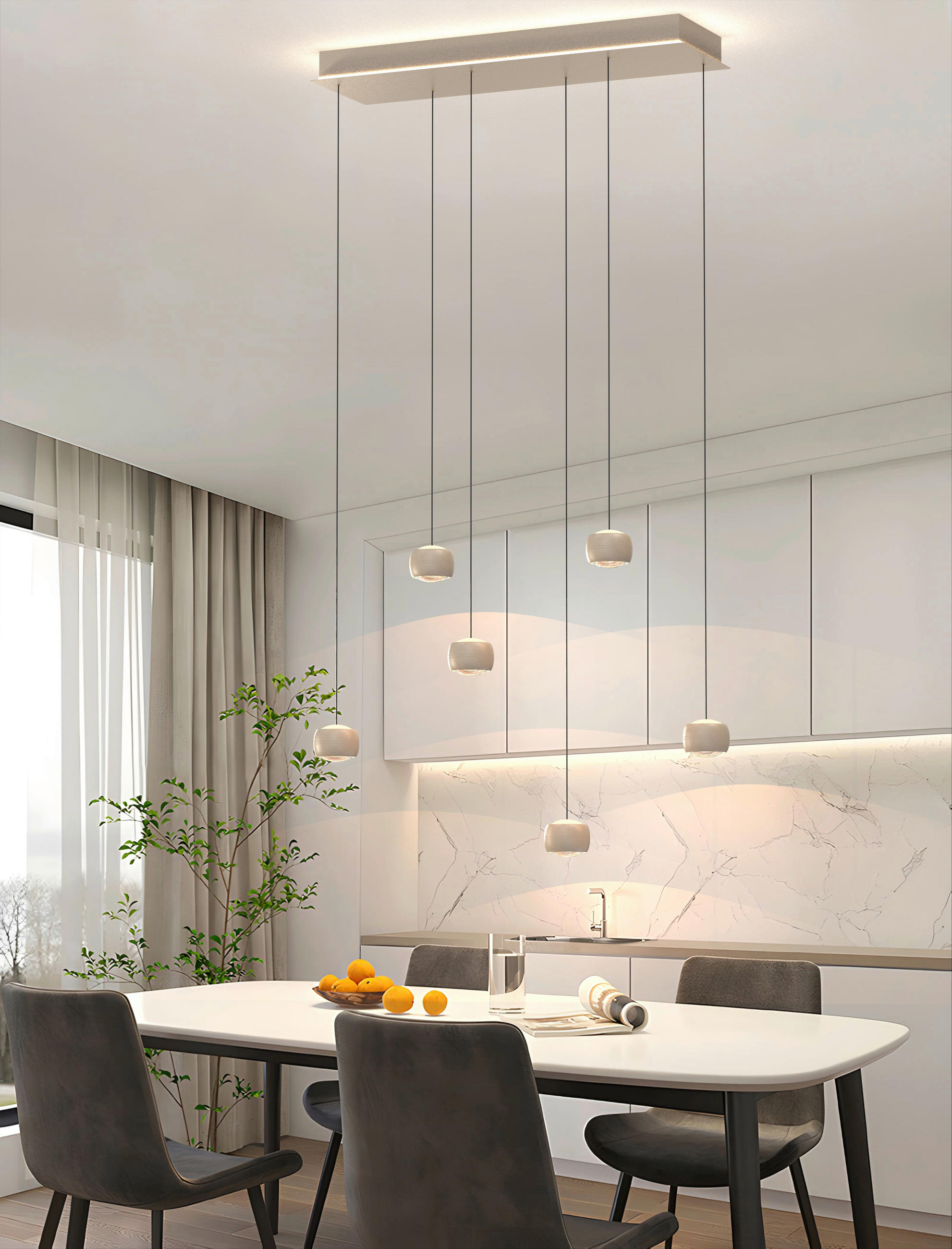 LED-HÄNGELEUCHTE 76/25/180 cm  - Sandfarben, Design, Metall (76/25/180cm)