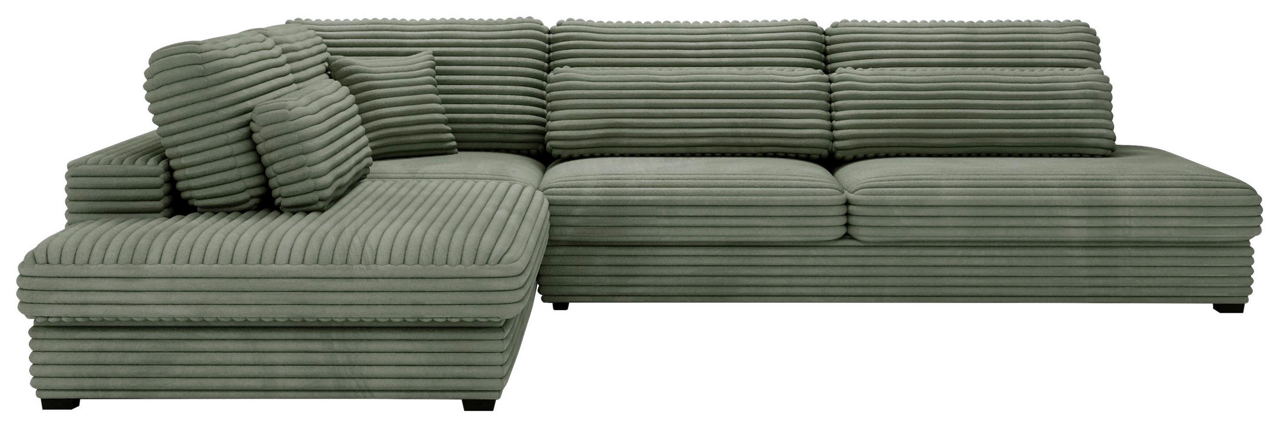 ECKSOFA in Cord, Plüsch Grün  - Schwarz/Grün, Design, Kunststoff/Textil (244/332cm) - Livetastic
