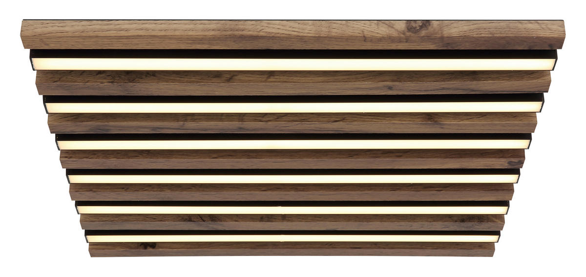 LED-DECKENLEUCHTE HAYDEN 45/45/5 cm   - Dunkelbraun/Schwarz, Natur, Holzwerkstoff/Kunststoff (45/45/5cm) - Globo