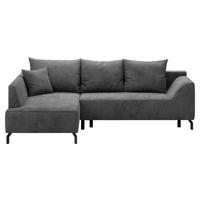 ECKSCHLAFSOFA in Cord Silberfarben  - Silberfarben/Schwarz, Design, Textil/Metall (167/273cm) - MID.YOU