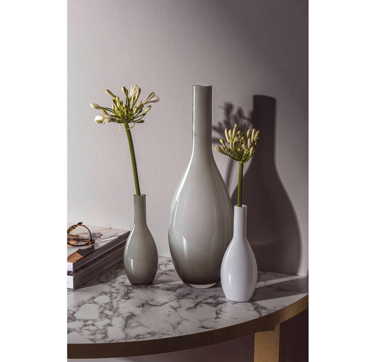 VASE  - Grau, Design, Glas (13,5/39/13,5cm) - Leonardo