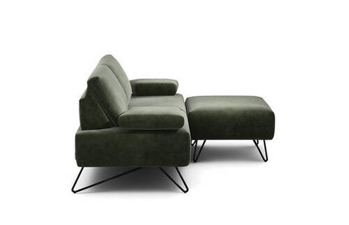 2-SITZER-SOFA Samt Waldgrün  - Waldgrün/Schwarz, Design, Textil/Metall (164-194/85/86-94cm) - SENSOO