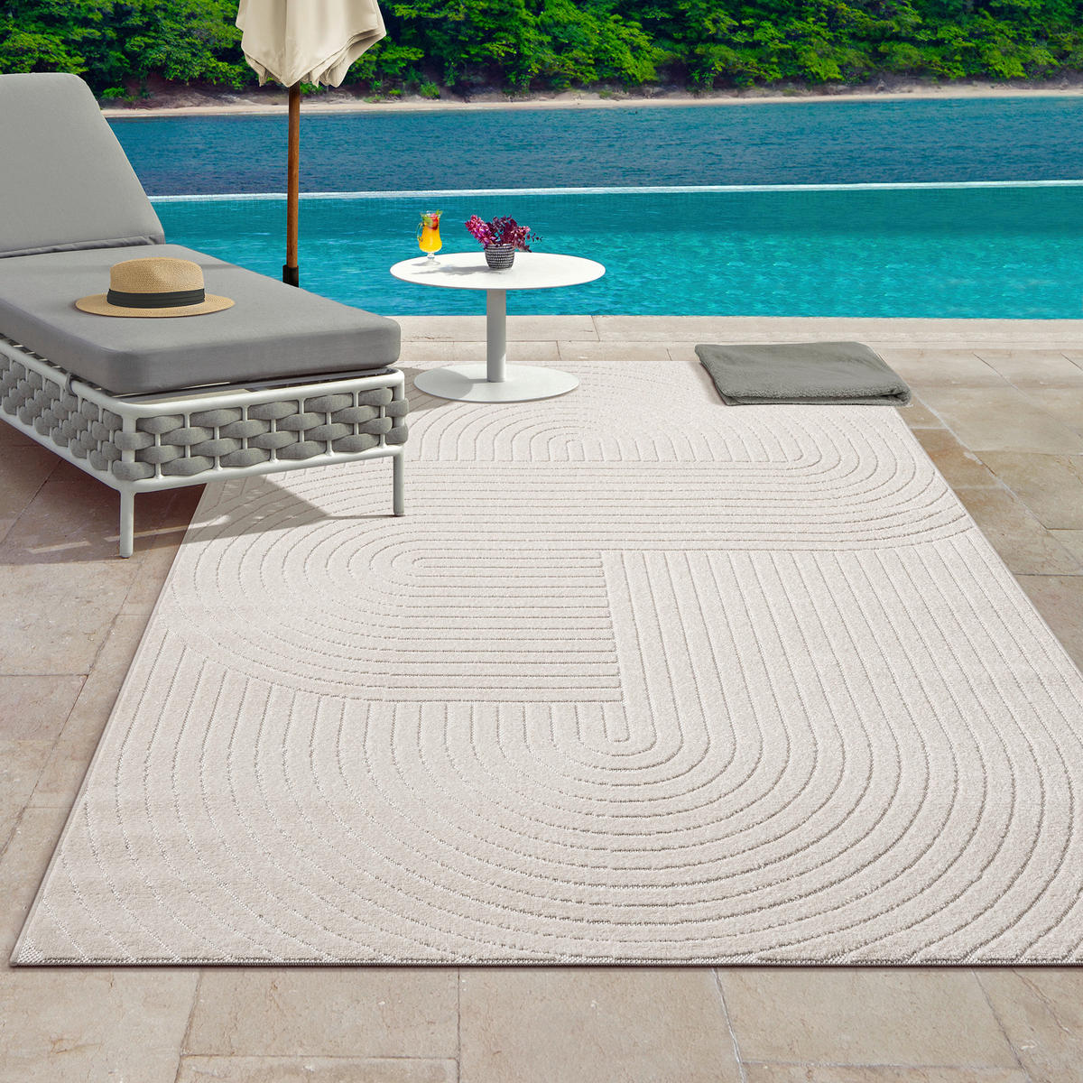 OUTDOORTEPPICH 120/160 cm Tenerife Plus Creme  - Creme, KONVENTIONELL, Textil (120/160cm)