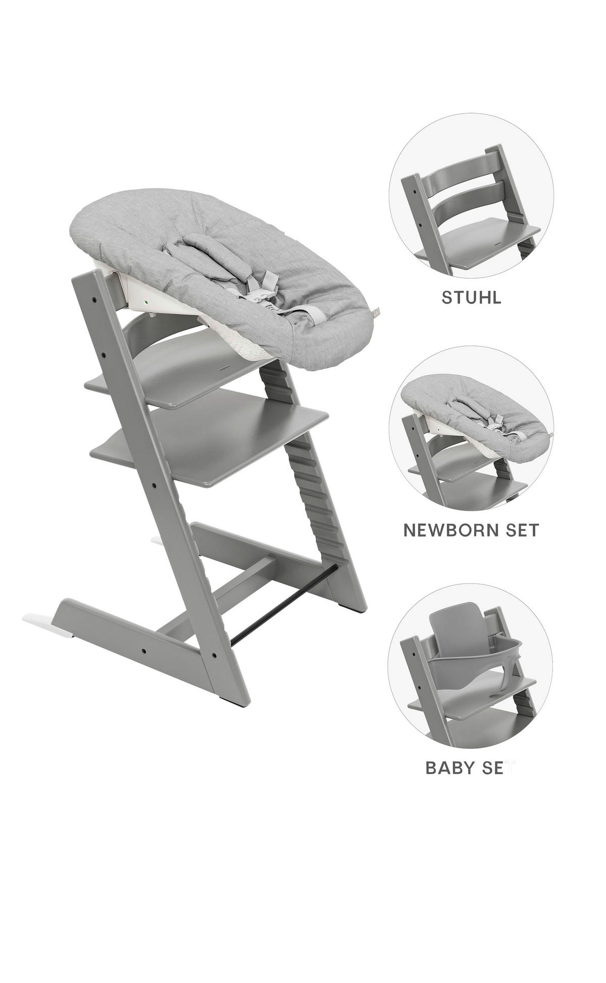 HOCHSTUHL-SET Tripp Trapp Bundles  - Hellgrau, Basics, Holz (87/65/46cm) - Stokke