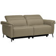 3-SITZER-SOFA  in Echtleder Beige   - Beige/Schwarz, Design, Leder/Metall (210/79/104cm) - Belluti