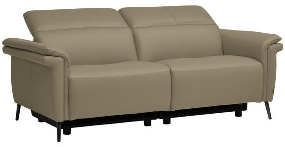 3-SITZER-SOFA  in Echtleder Beige   - Beige/Schwarz, Design, Leder/Metall (210/79/104cm) - Belluti