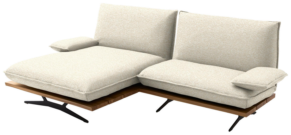 ECKSOFA Chenille, Flachgewebe Beige, Wildeiche  - Wildeiche/Beige, Design, Holz/Textil (161/284cm) - Koinor