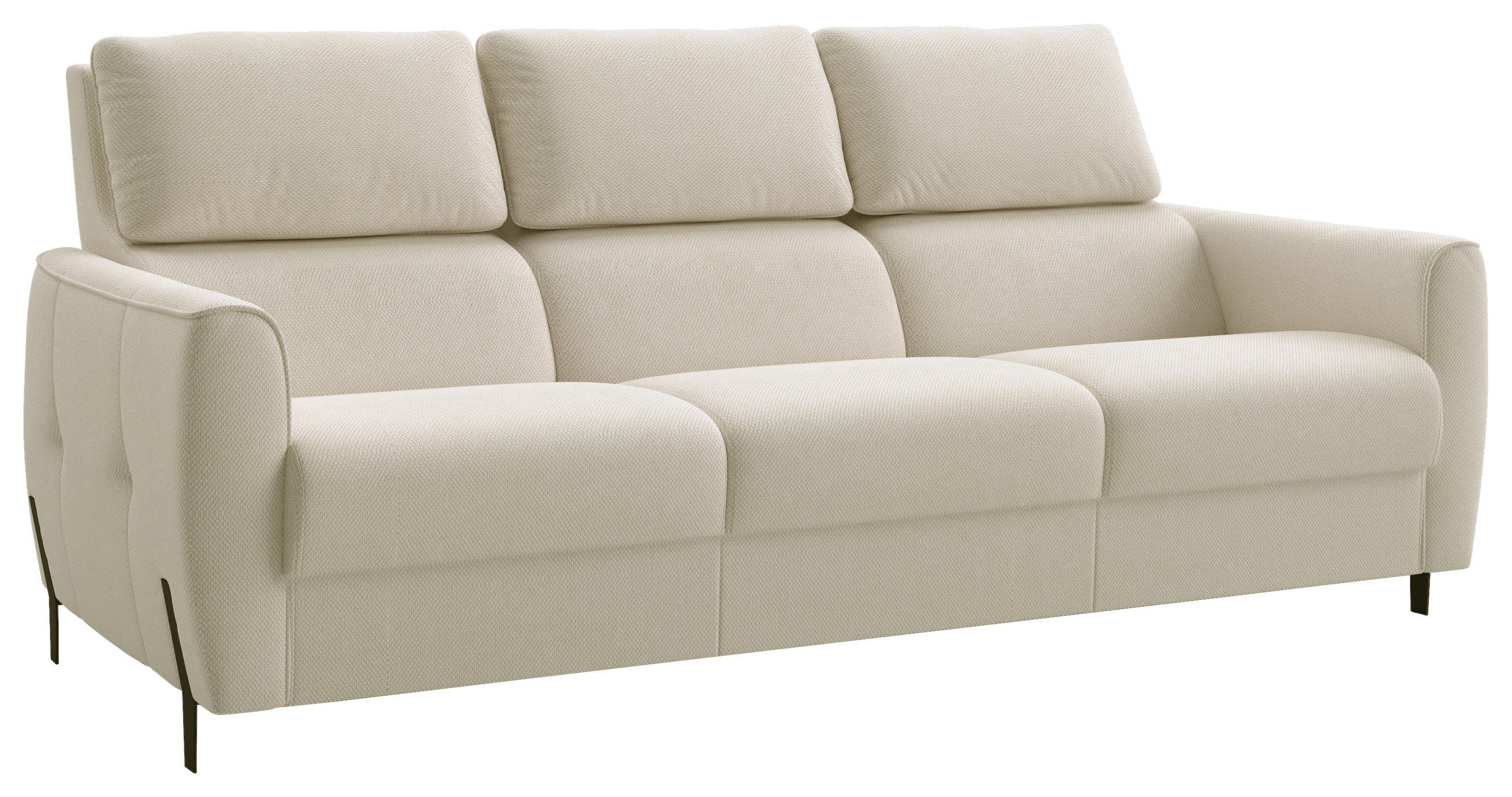 3-SITZER-SOFA  in Plüsch Creme  - Creme/Schwarz, Design, Textil/Metall (209/91/101cm) - Stylife