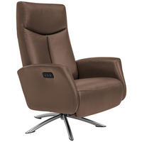 RELAXSESSEL in Leder Braun  - Silberfarben/Braun, Design, Leder/Metall (73/105/82cm) - Welnova