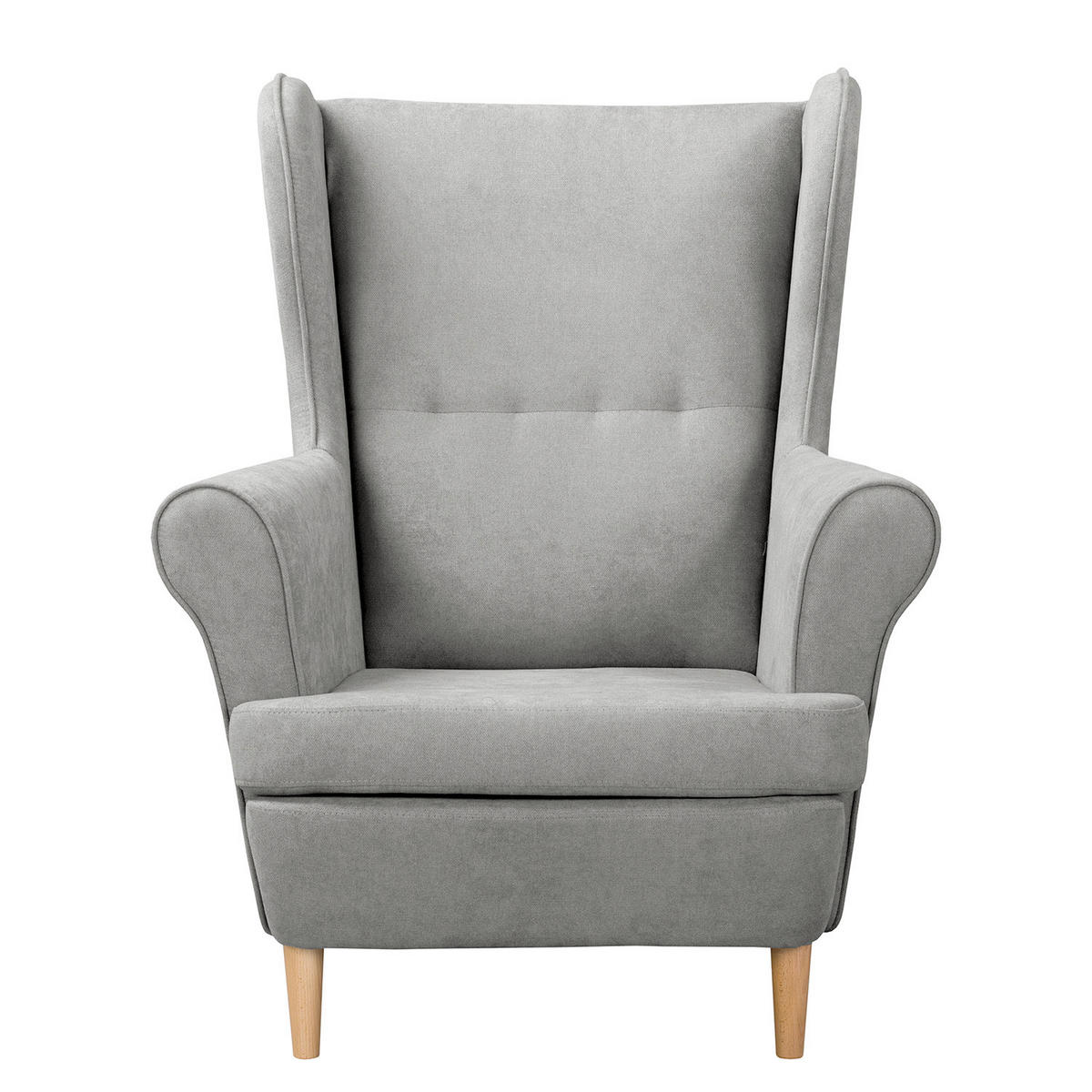 OHRENSESSEL Scandi Mikrofaser Grau  - Naturfarben/Grau, Design, Holz/Textil (87/105/90cm) - Livetastic