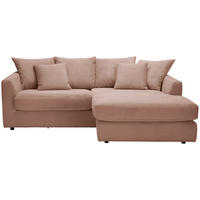 ECKSOFA in Cord Rosa  - Schwarz/Rosa, Design, Kunststoff/Textil (235/175cm) - home24