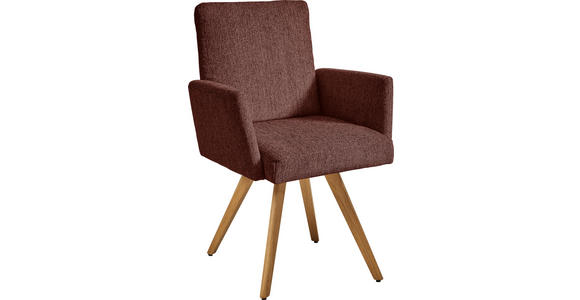 ARMLEHNSTUHL  in Chenille  - Eichefarben/Rosa, Design, Holz/Textil (56/92/60cm) - Dieter Knoll