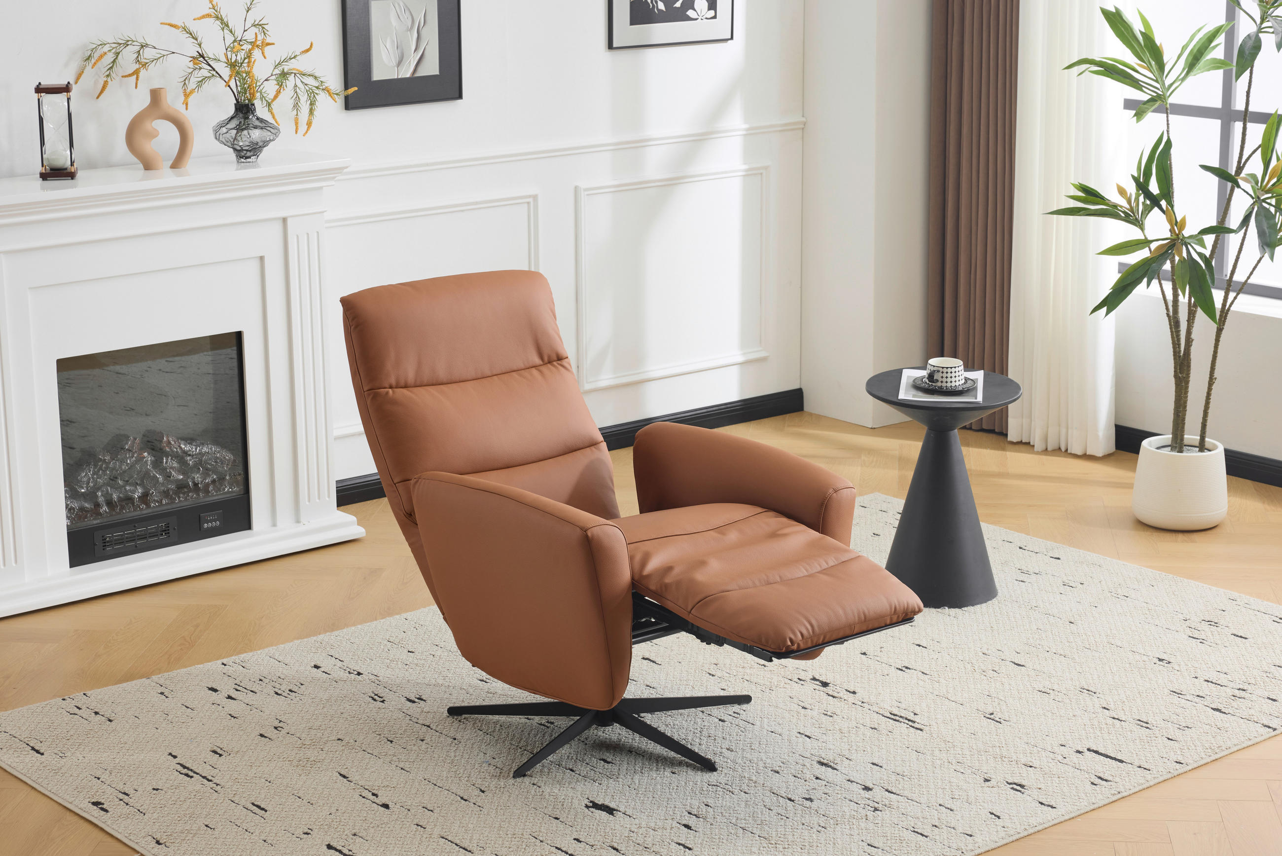 RELAXAČNÍ KŘESLO, textil, kůže, hnědá - černá/hnědá, Design, kov/textil (76/112/80cm) - Livetastic