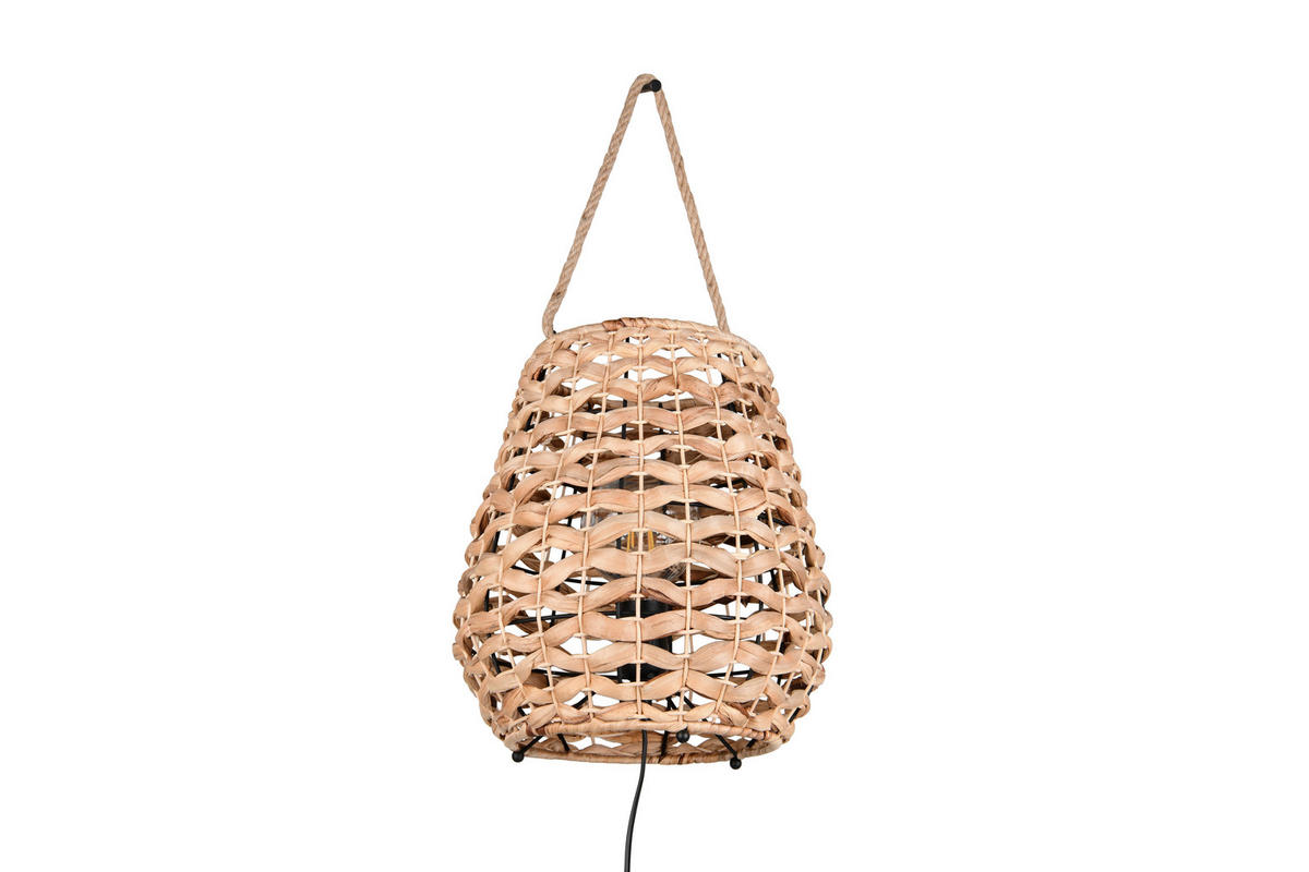 TISCHLEUCHTE 29/55 cm  - Schwarz/Naturfarben, Natur, Naturmaterialien/Textil (29/55cm)