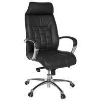 CHEFSESSEL Schwarz  - Alufarben/Schwarz, MODERN, Leder/Kunststoff (66/128/62cm) - MID.YOU
