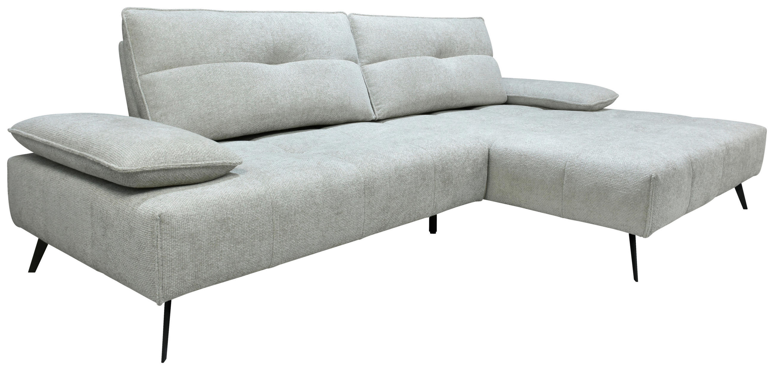 ECKSOFA Ottomane rechts  Greige Chenille  - Greige/Schwarz, Design, Textil/Metall (284/188cm) - Stylife