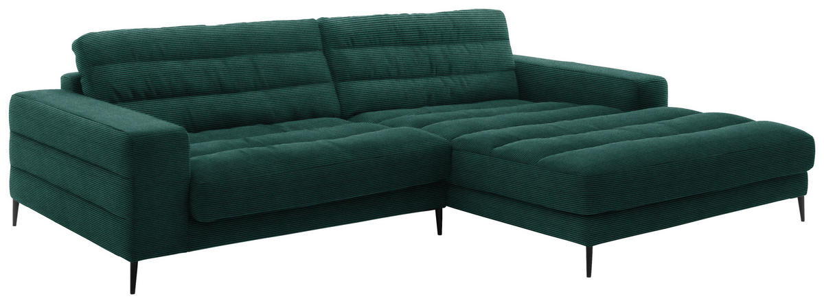 ECKSOFA in Cord Grün  - Schwarz/Grün, Design, Textil/Metall (296/207cm) - Dieter Knoll