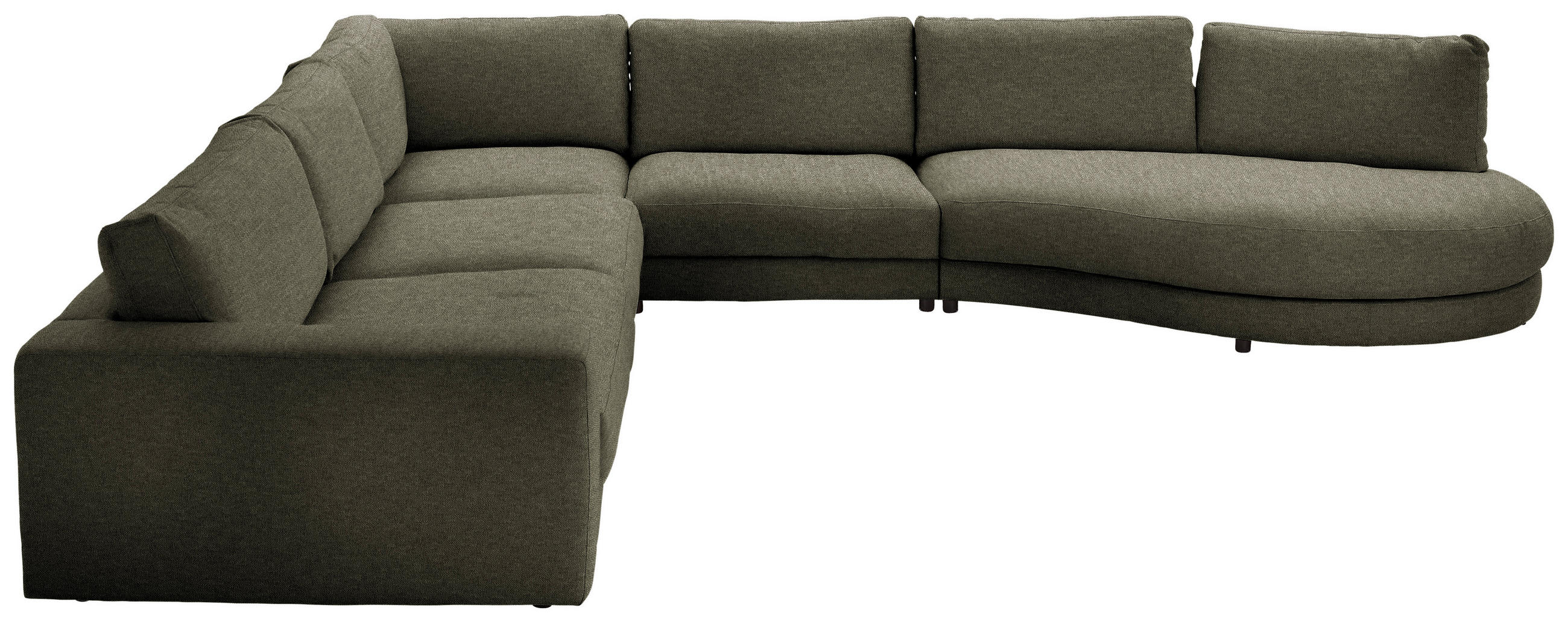 ECKSOFA in Flachgewebe Olivgrün  365/425 cm  - Schwarz/Olivgrün, Design, Kunststoff/Textil (365/425cm) - Lomoco