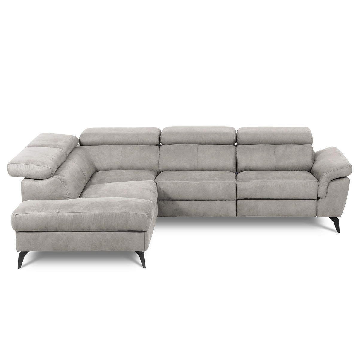 ECKSOFA SONO in Lederlook Grau Armteilverstellung, Kopfteilverstellung  210/265 cm  - Schwarz/Grau, Design, Textil/Metall (210/265cm) - Livetastic
