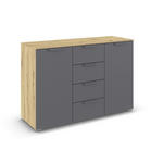 KOMMODE  in 120/81/42 cm  - Dunkelgrau/Eiche Artisan, Design, Holzwerkstoff/Metall (120/81/42cm) - Xora