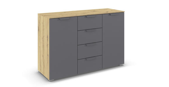 KOMMODE  in 120/81/42 cm  - Dunkelgrau/Eiche Artisan, Design, Holzwerkstoff/Metall (120/81/42cm) - Carryhome