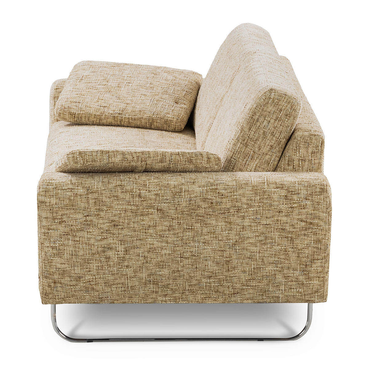 3-SITZER-SOFA SPRING in Webstoff Hellbraun Modern  - Chromfarben/Hellbraun, Design, Textil/Metall (187/85/92cm) - Livetastic