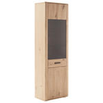 VITRINE in furniert, massiv Asteiche, Balkeneiche Eichefarben  - Eichefarben/Anthrazit, KONVENTIONELL, Glas/Holz (64/208/37cm) - Cantus