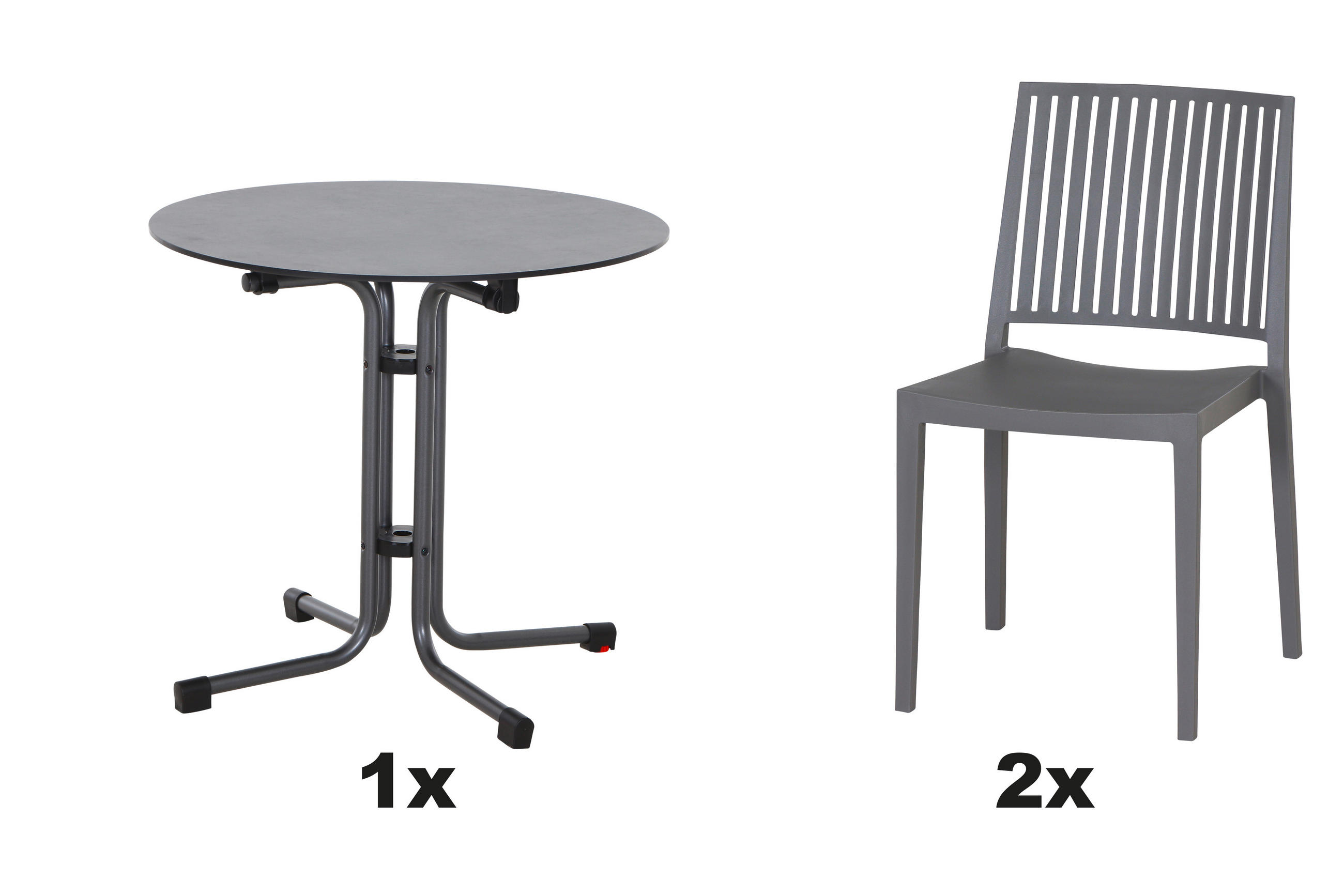 GARTENGARNITUR 3-teilig Stahl  - Grau, Basics, Kunststoff/Metall (80/80/80cm) - Siena Garden