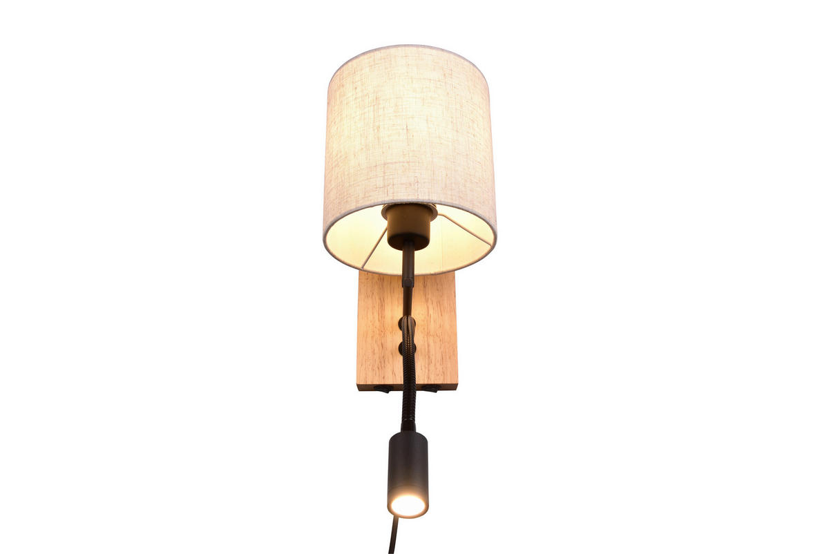 WANDLEUCHTE - Weiss/Braun, Natur, Holz/Textil (18/30cm)