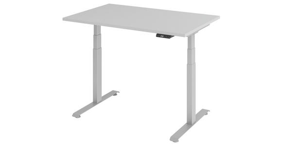 SCHREIBTISCH höhenverstellbar  - Silberfarben/Grau, KONVENTIONELL, Holzwerkstoff/Metall (120/80/64,5-129,5cm) - Venda