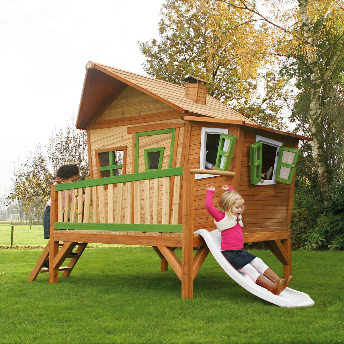 SPIELHAUS 123/12,8/152 cm  - Weiss/Braun, Konventionell, Holz/Kunststoff (123/12,8/152cm)