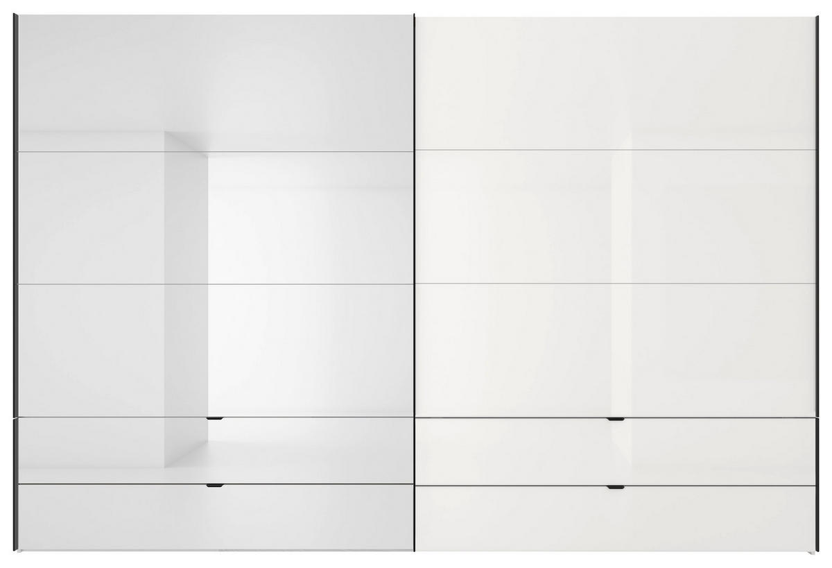 SCHWEBETÜRENSCHRANK 252/222/68 cm 2-türig Weiß  - Schwarz/Weiß, Design, Glas/Holzwerkstoff (252/222/68cm) - Dieter Knoll