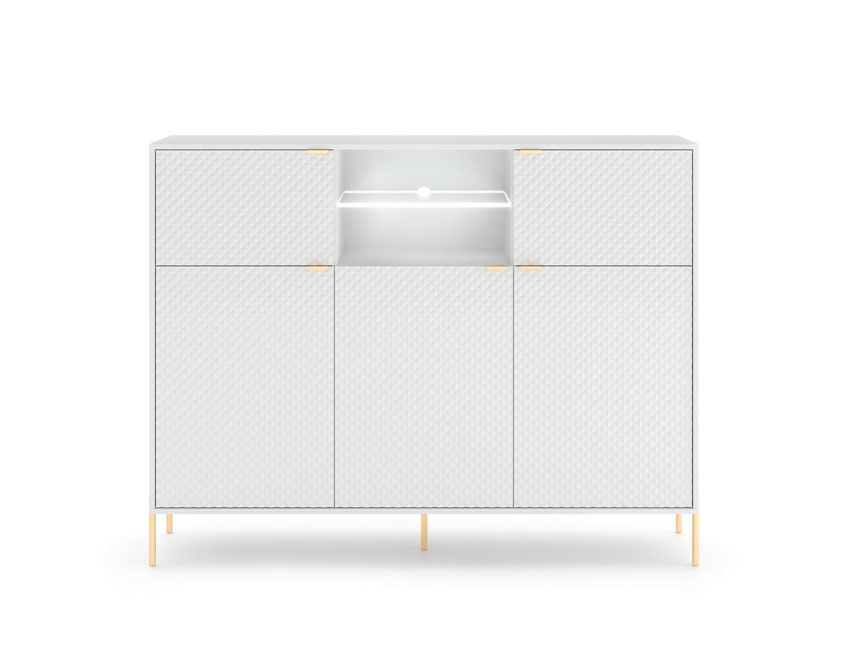 SIDEBOARD  in 154/125,9/42 cm  - Goldfarben/Weiß, Design, Glas/Holzwerkstoff (154/125,9/42cm) - MID.YOU